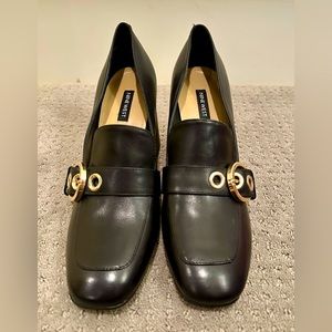 Black Leather Nine West Heels - NEW